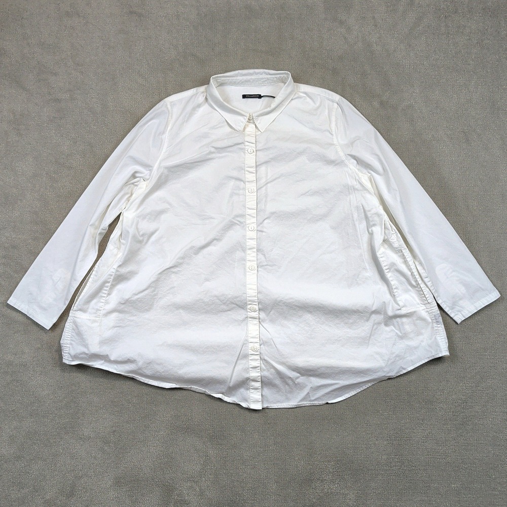 Stella Carakasi Shirt Womens XL White Natural Lux Organic Cotton Blend Flared